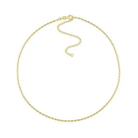 14K Yellow Gold 1.50mm Long Bead Adjustable Choker Chain