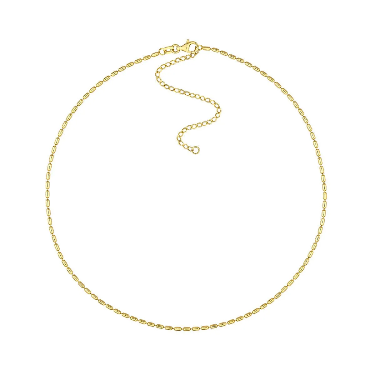 14K Yellow Gold 1.50mm Long Bead Adjustable Choker Chain