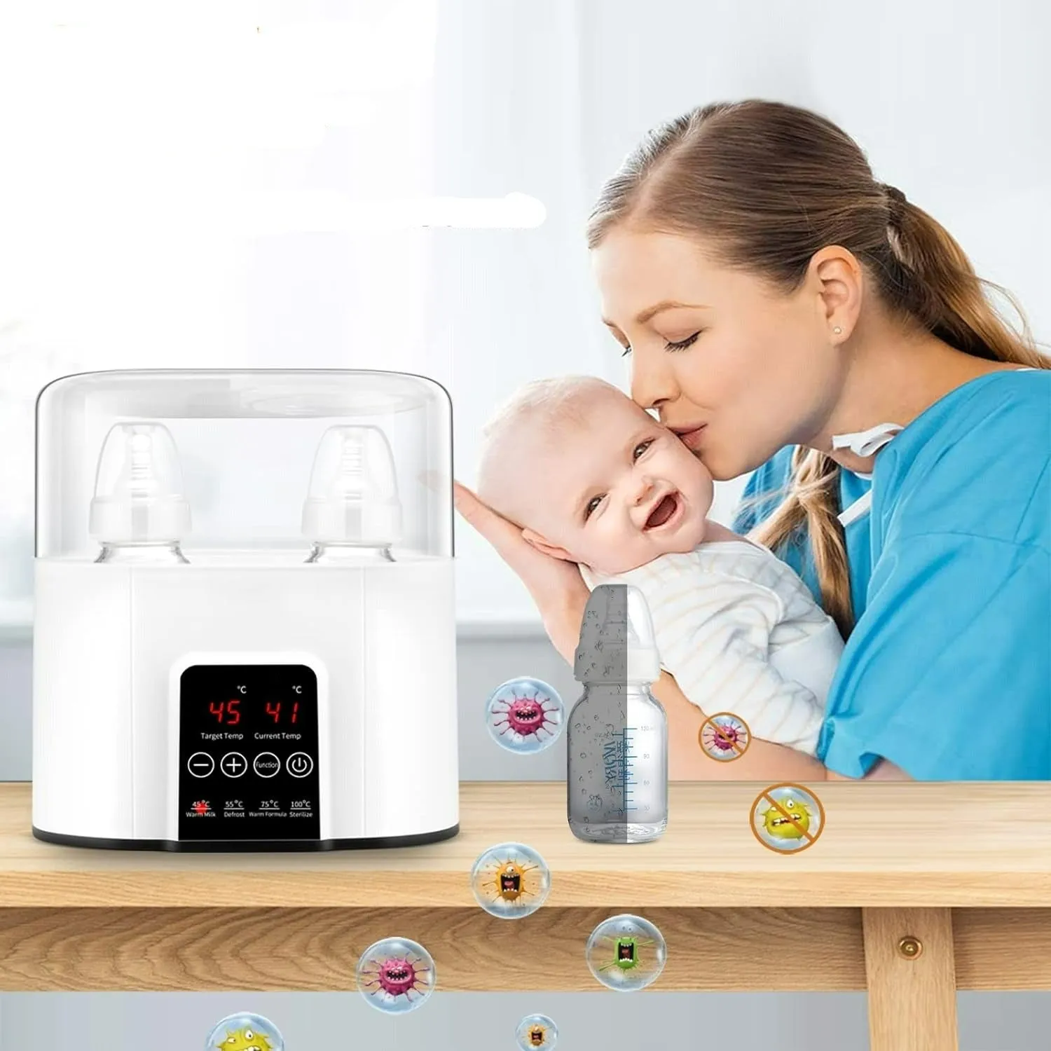 2-in-1 Nursing Baby Bottle Sterilizer: Bottle Disinfection, Fast Milk Warmer, and Sterilizer