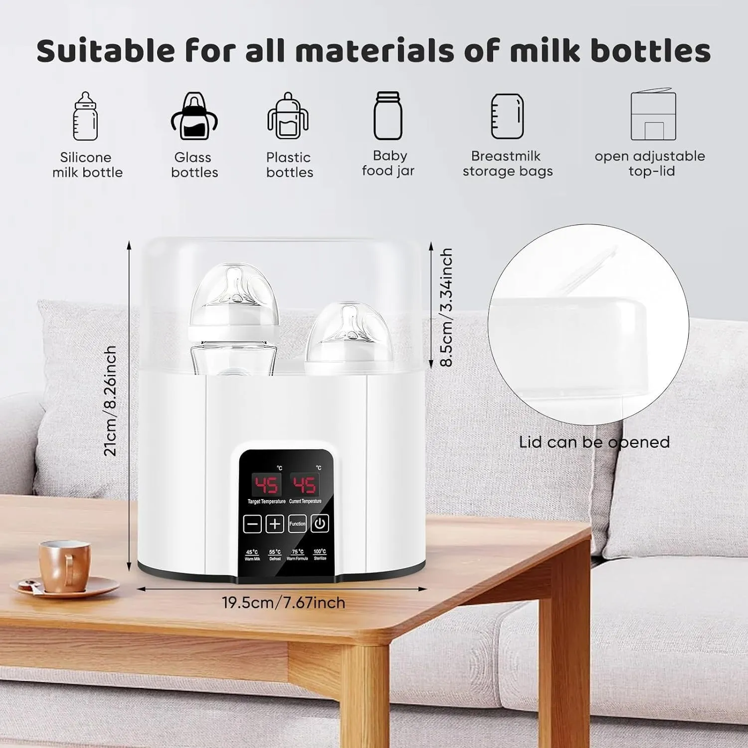 2-in-1 Nursing Baby Bottle Sterilizer: Bottle Disinfection, Fast Milk Warmer, and Sterilizer