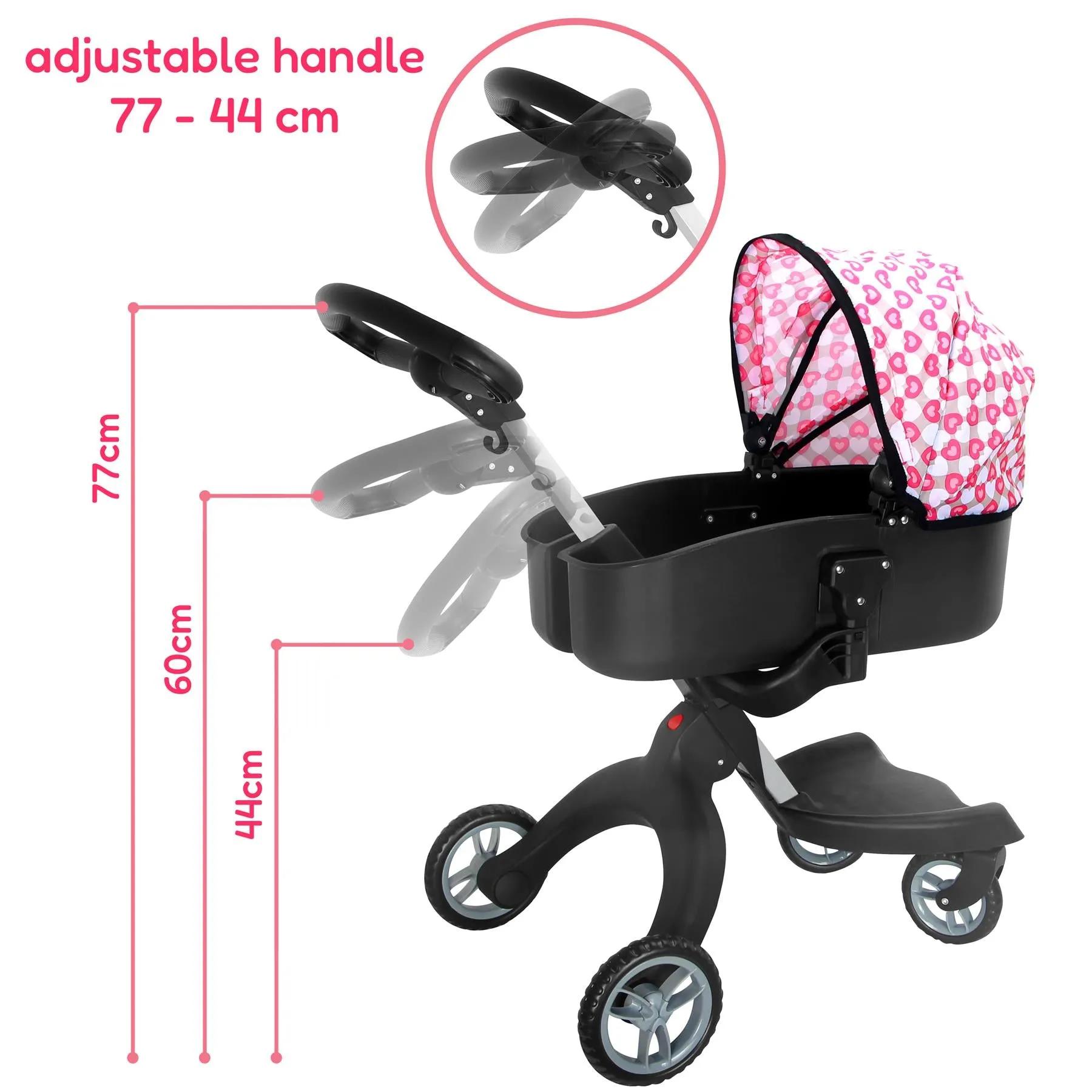 2-In-1 Pink Doll Pram & Carrier