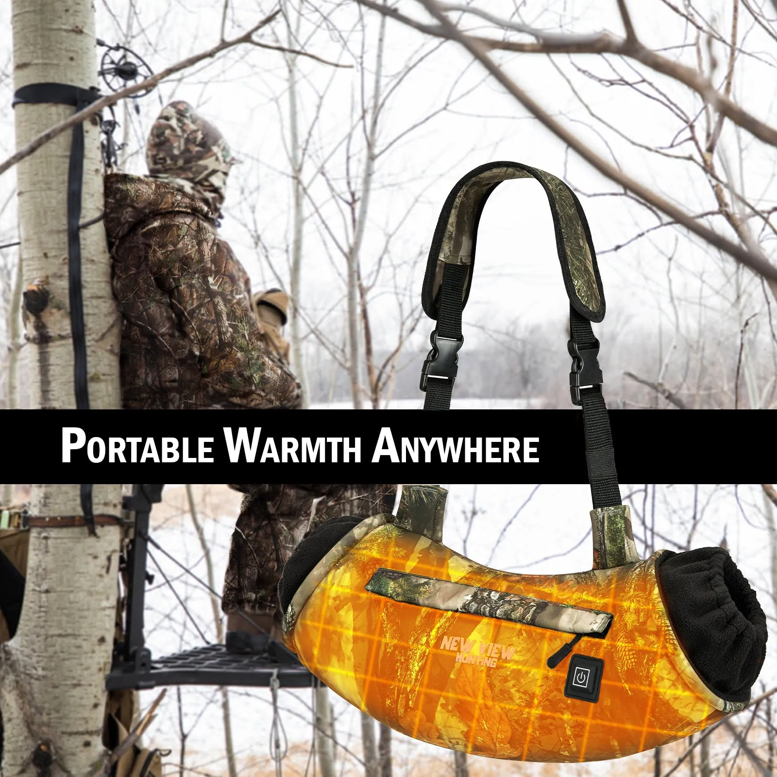 3 Levels Heated Camo Hand Muff Hunting with Pouch, 5000mAh Power Bank Included