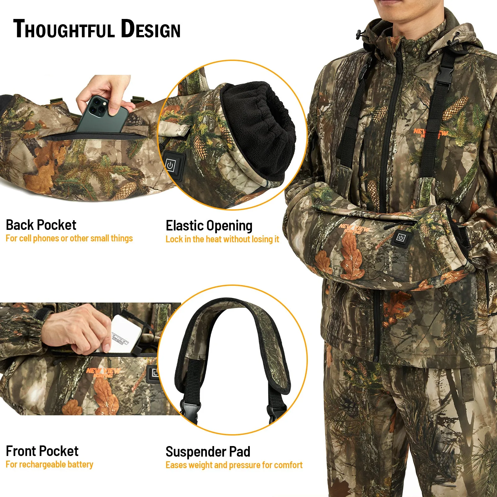 3 Levels Heated Camo Hand Muff Hunting with Pouch, 5000mAh Power Bank Included