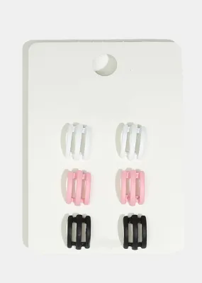 3-Pair Pastel Stud Earrings