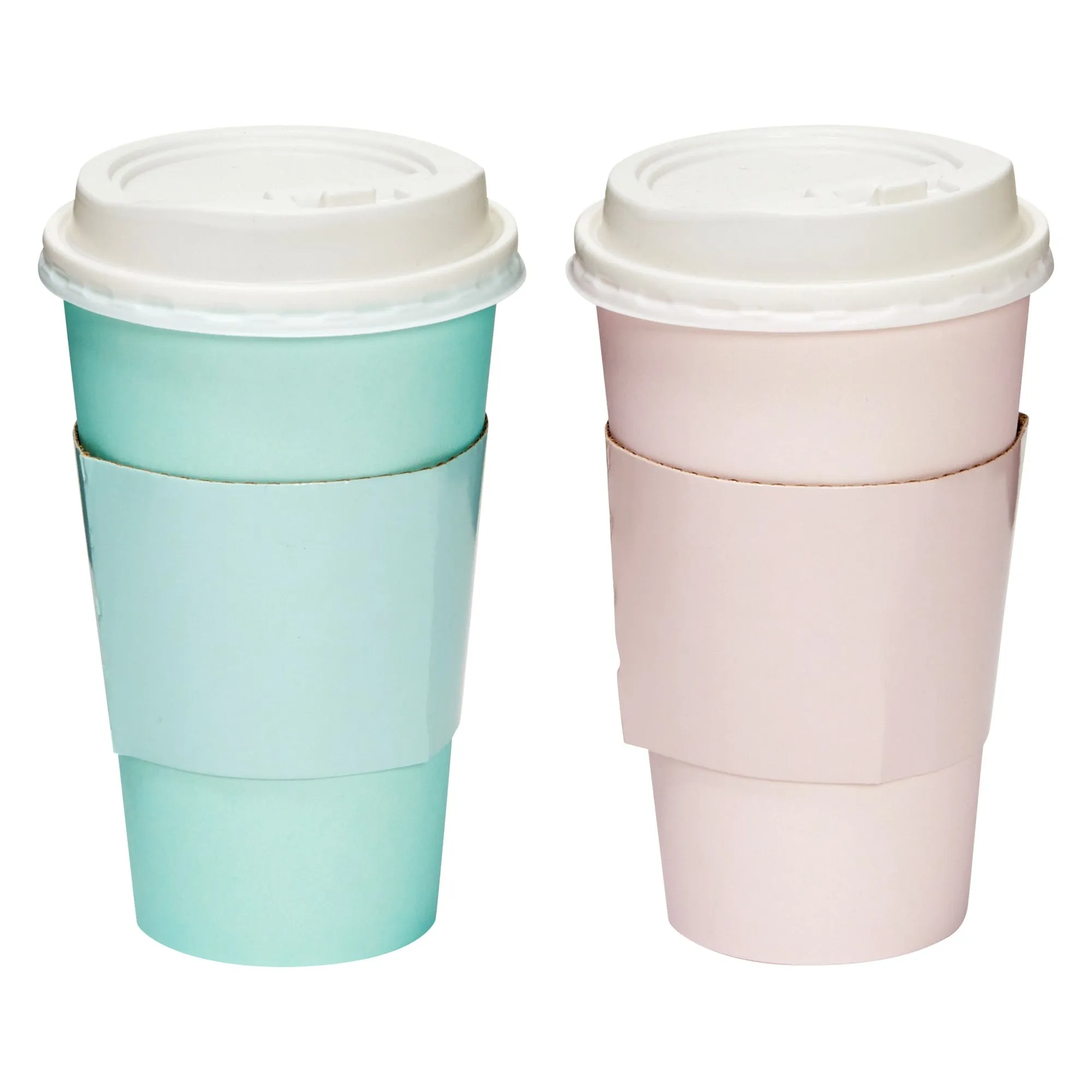 48-Pack 16 oz To Go Coffee Cups with Lids and Sleeves for Baby Shower and Birthday Party Supplies, Home, Restaurant, Cafe, or Store Use (Insulated, Disposable, 4 Pastel Colors)