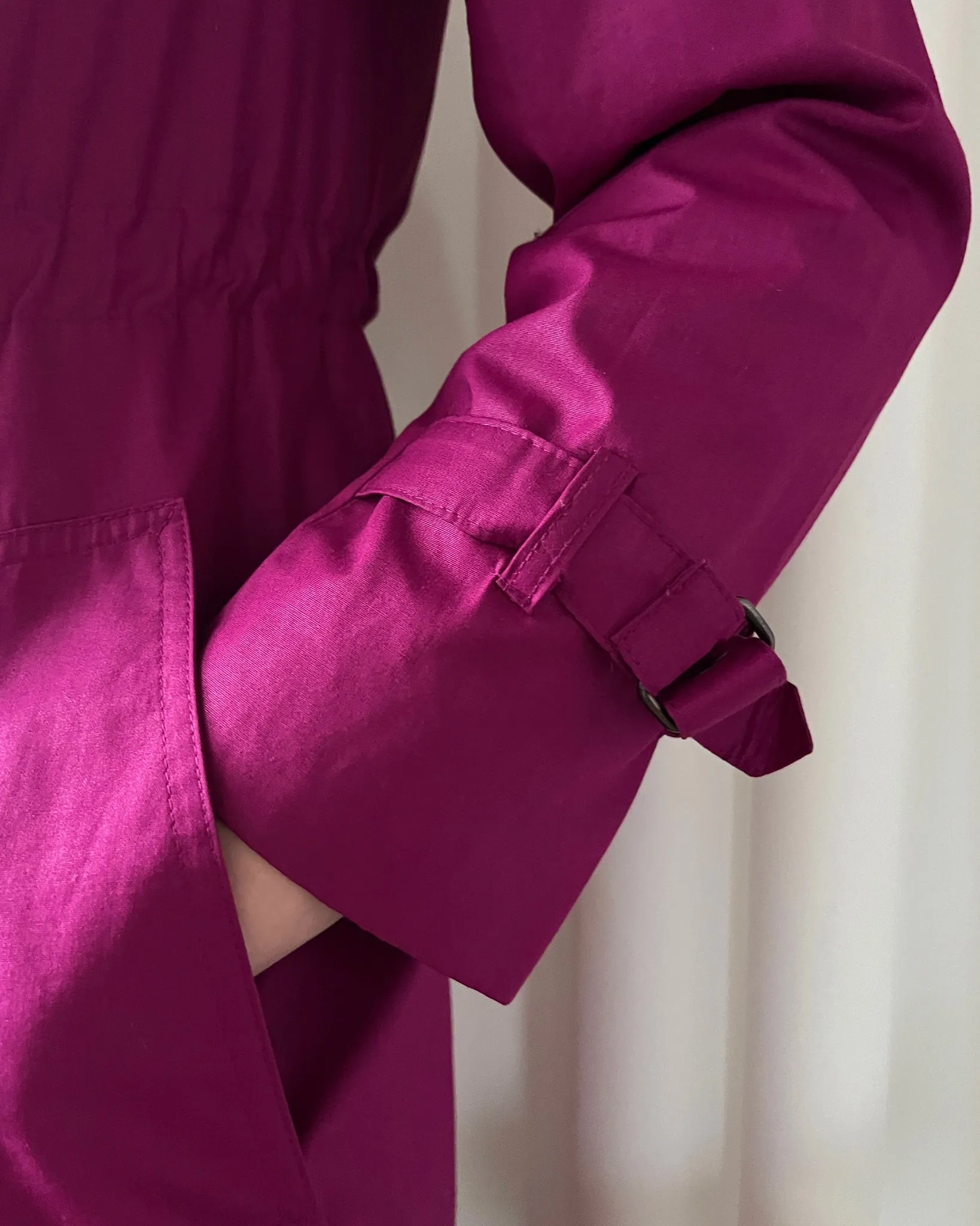 80s Fuchsia Belted Trench | XS-S