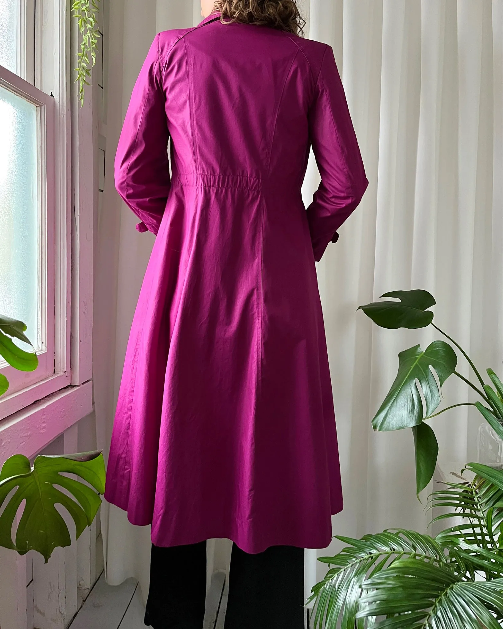 80s Fuchsia Belted Trench | XS-S