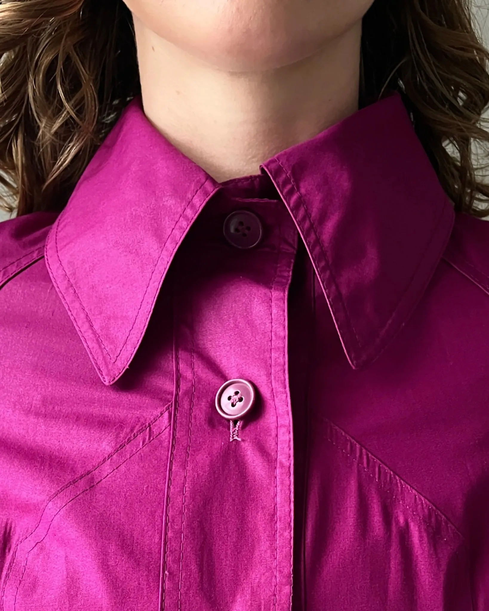 80s Fuchsia Belted Trench | XS-S