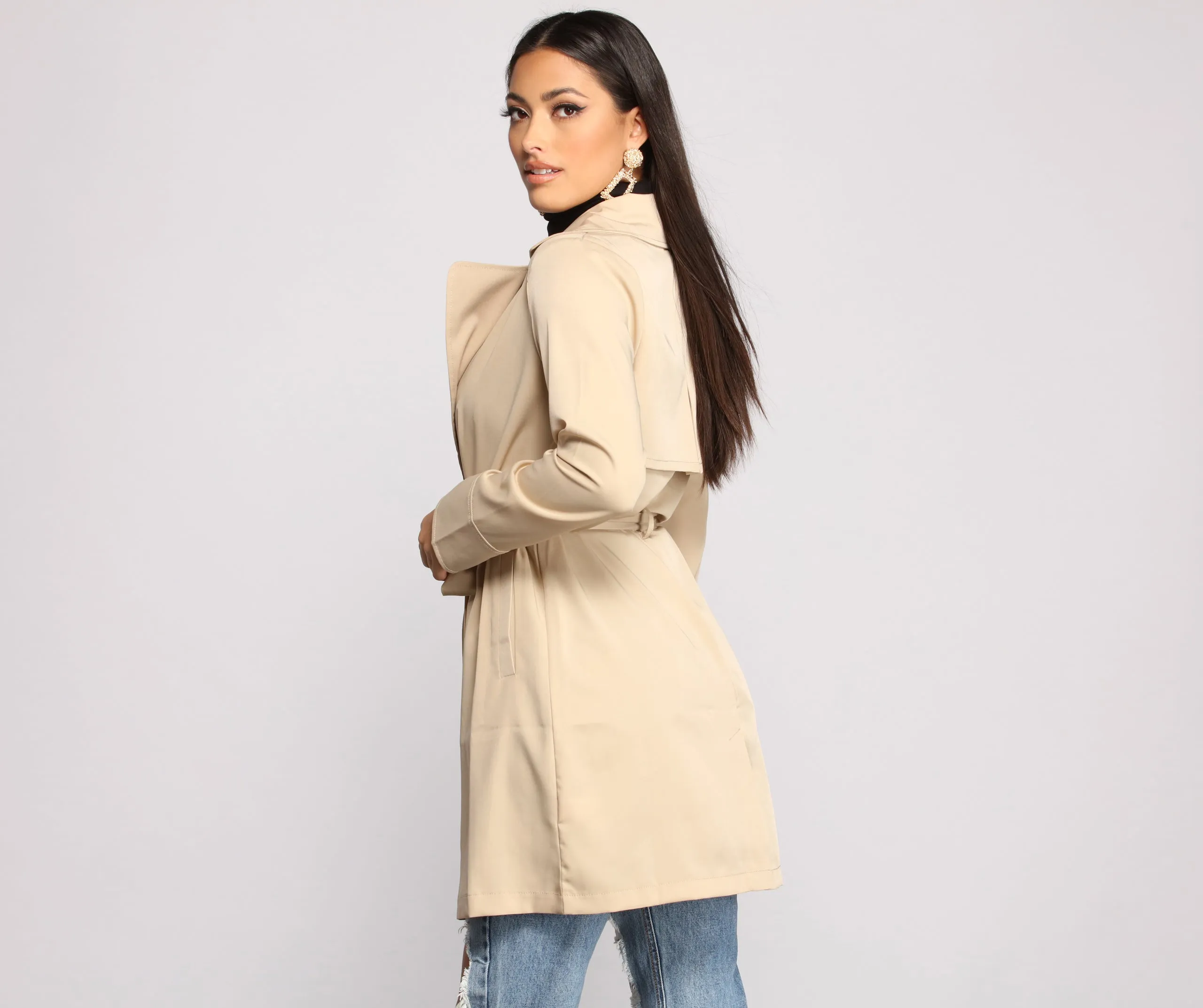 A Chic Moment Tie Front Trench Coat