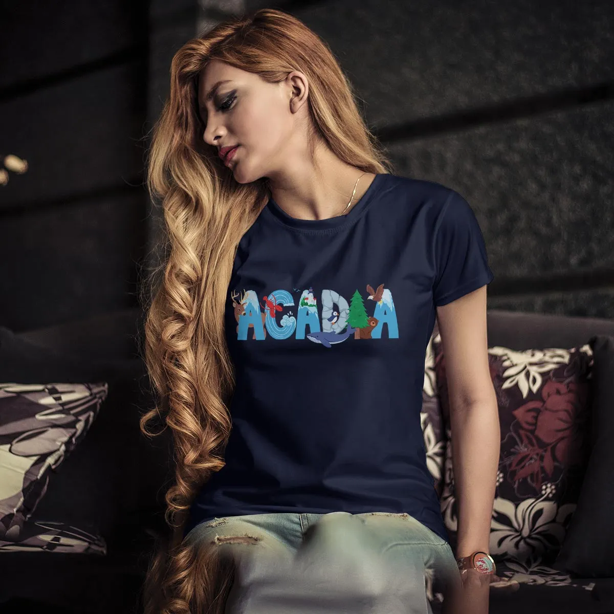 Acadia Maine Whimsical Animals T-Shirt, 100% Cotton, S-XXL, Unisex Tshirts Souvenir T-Shirts