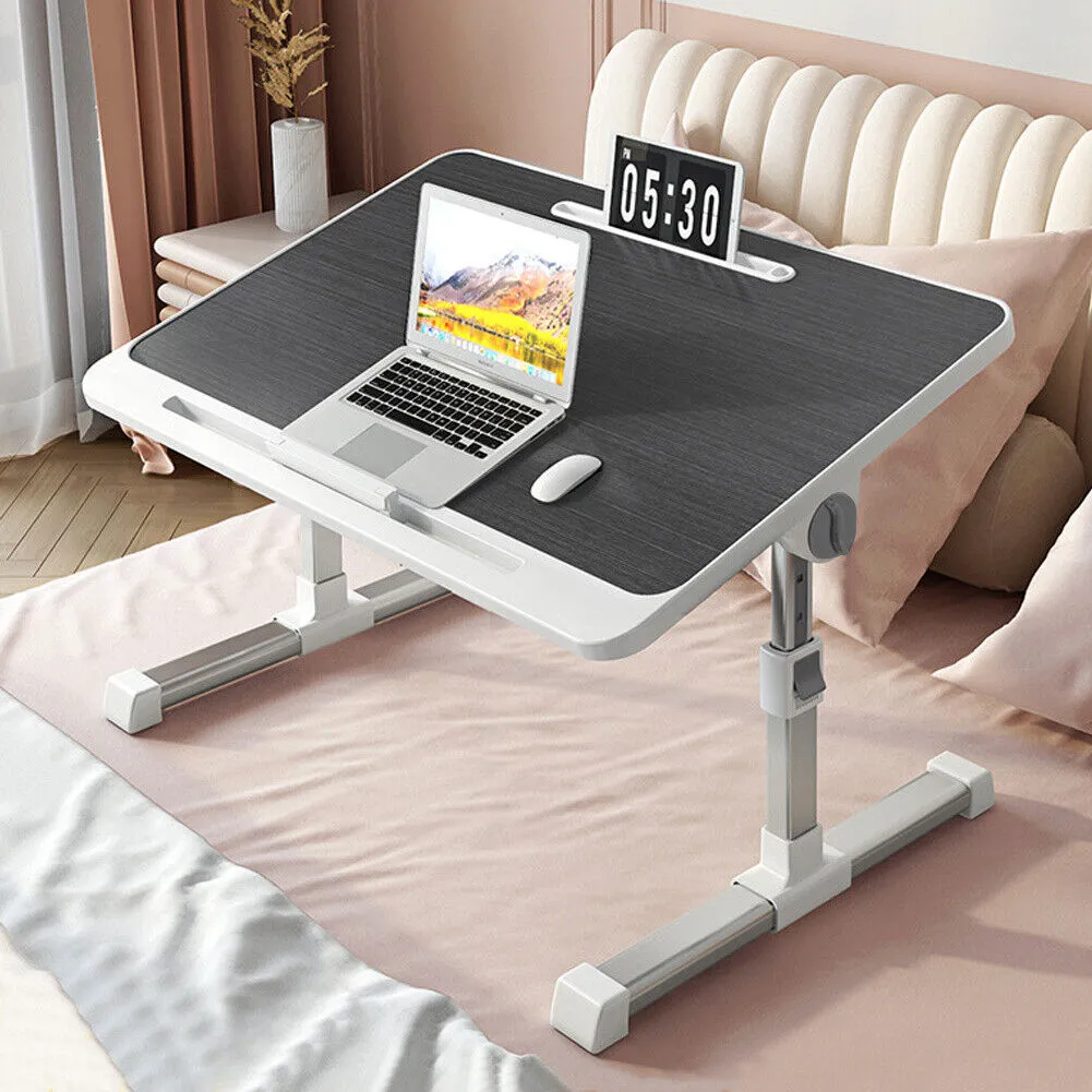 Adjustable Laptop Bed Table with Heights and Angles-Gray