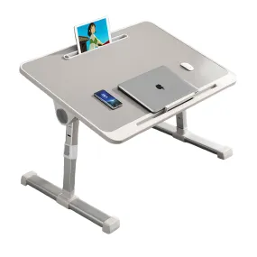 Adjustable Laptop Bed Table with Heights and Angles-Gray