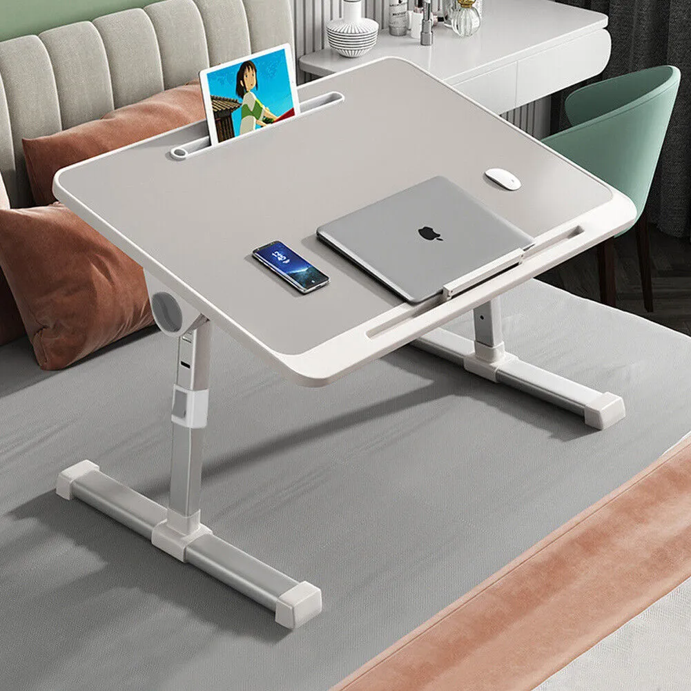 Adjustable Laptop Bed Table with Heights and Angles-Gray