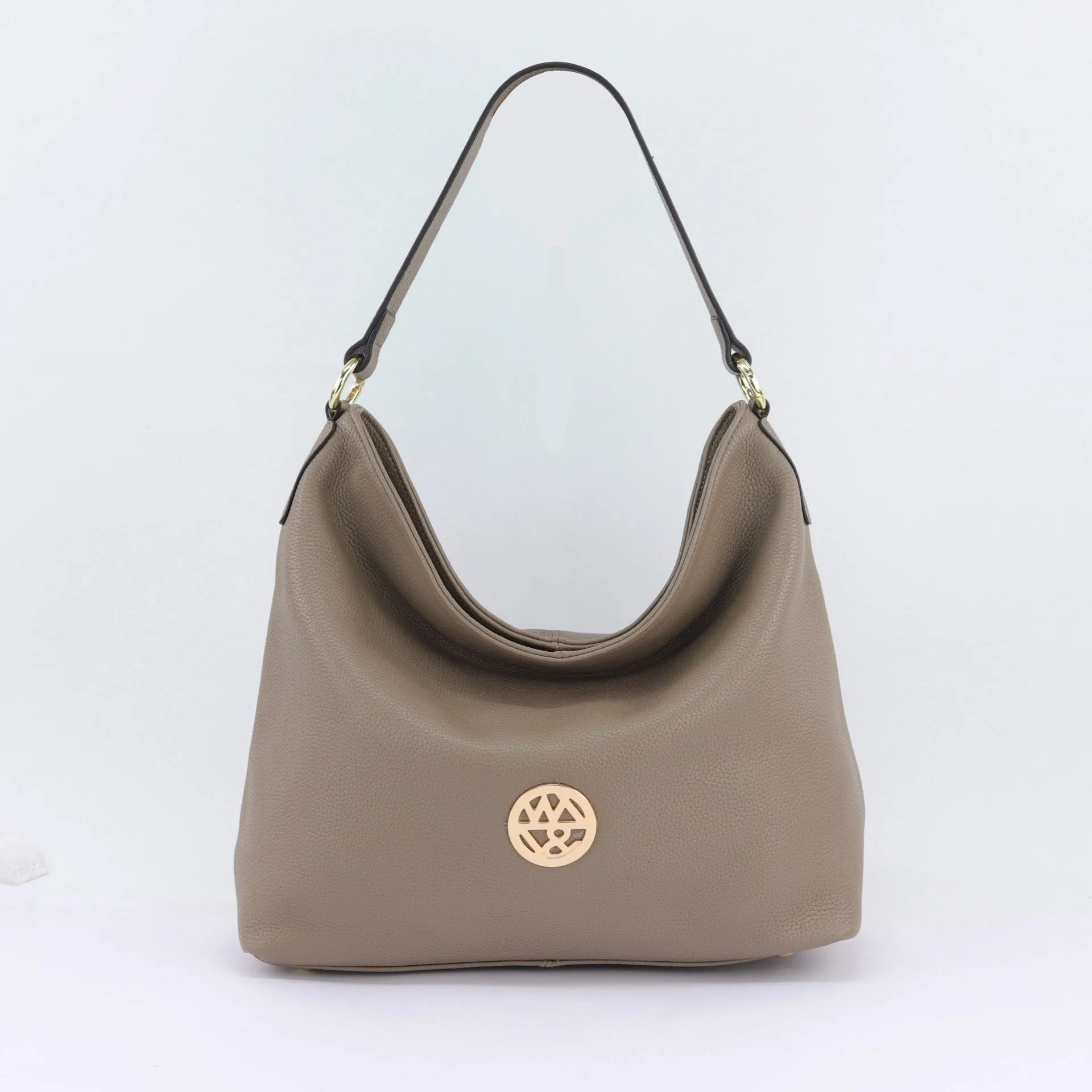 Amber leather or suede hobo