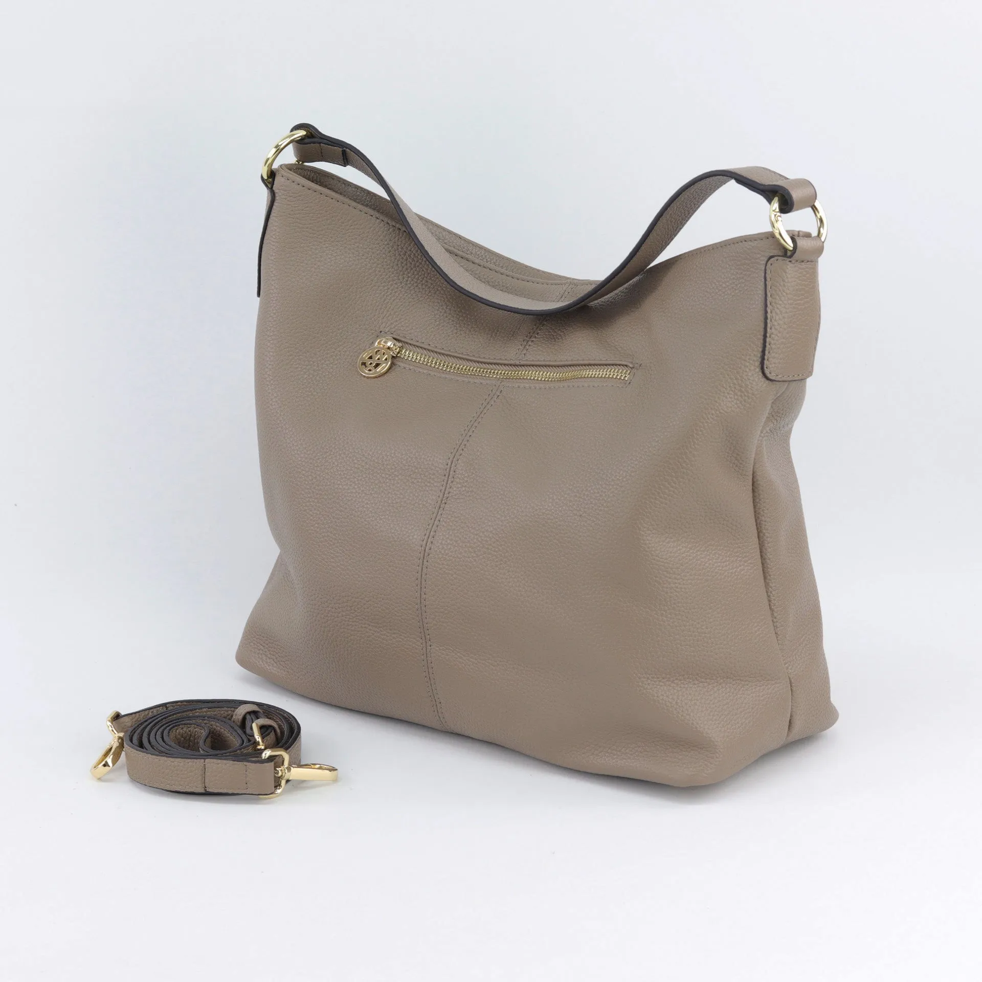 Amber leather or suede hobo