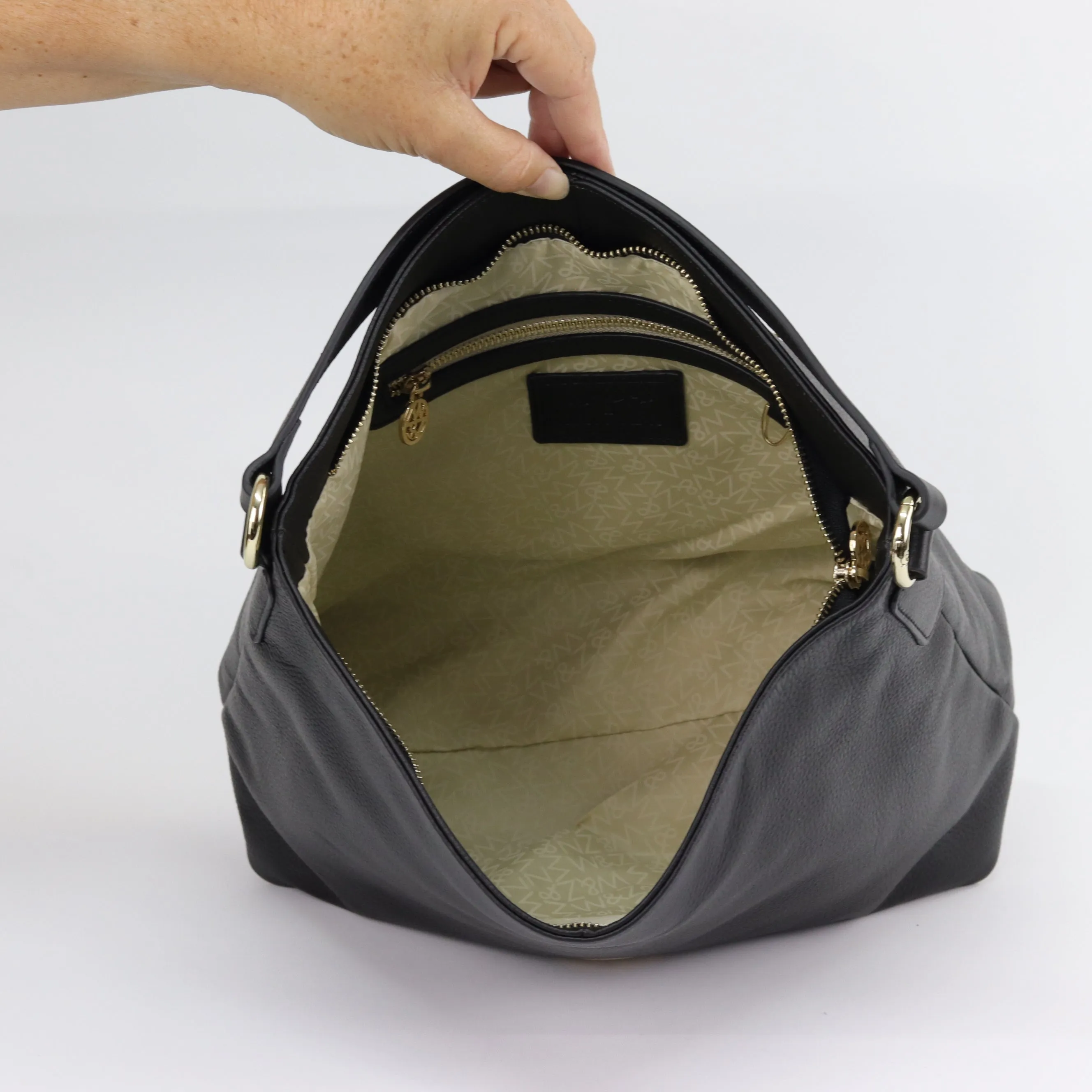 Amber leather or suede hobo