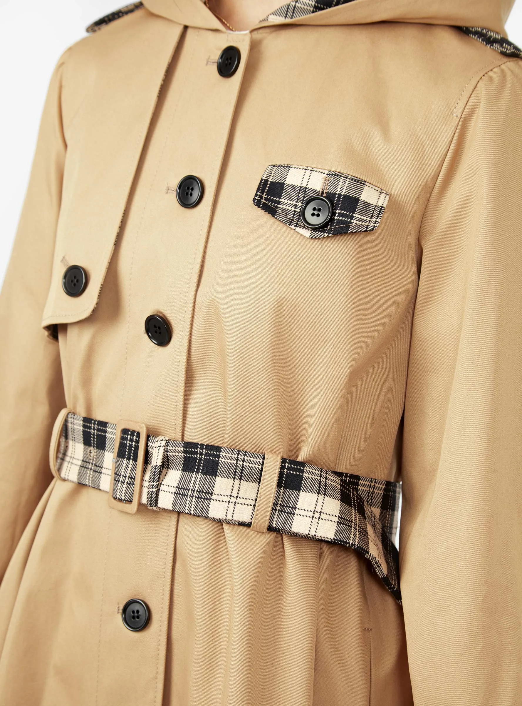 Aspen Trench Coat Camel & Black