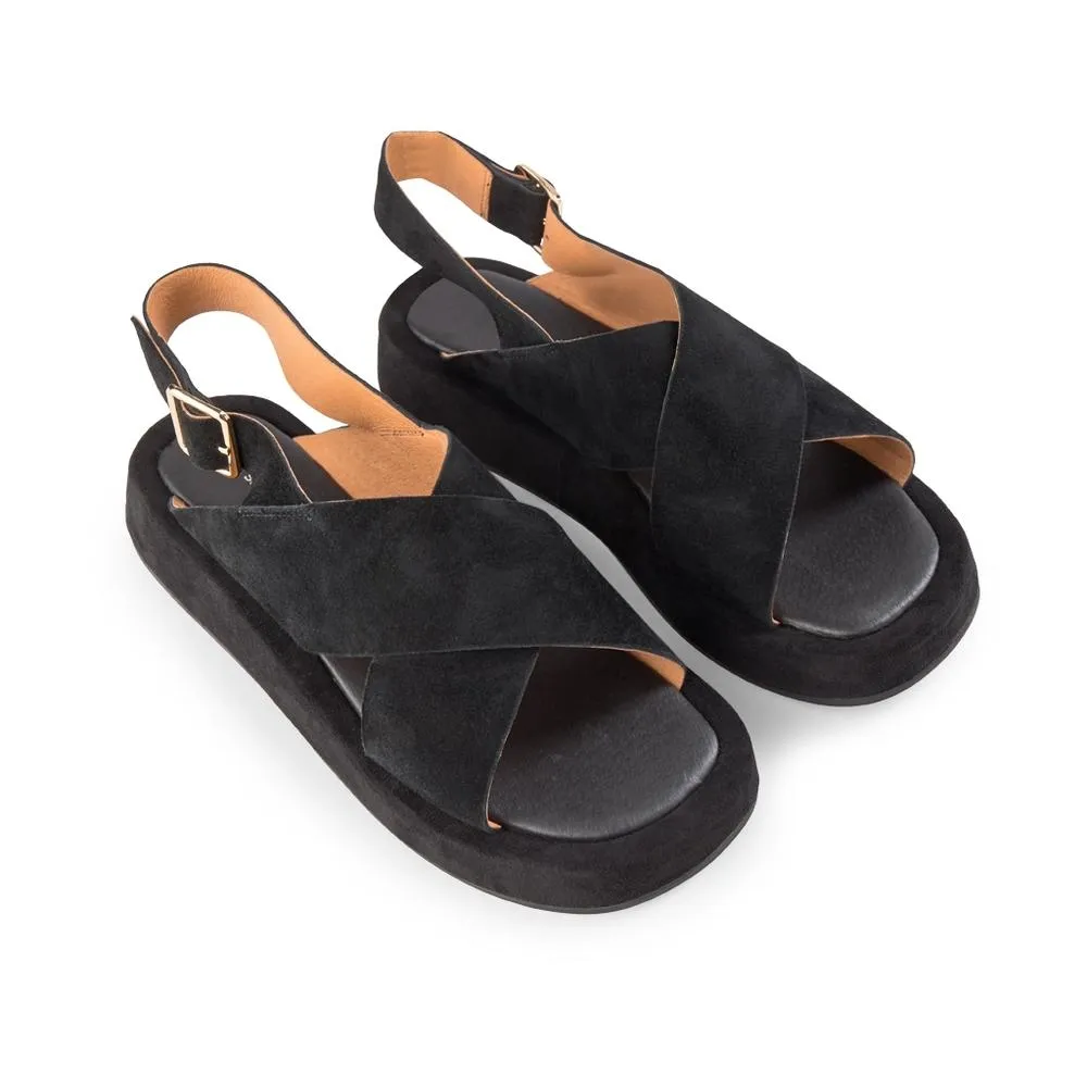 Astrid Suede Sandals - BLACK / BLACK