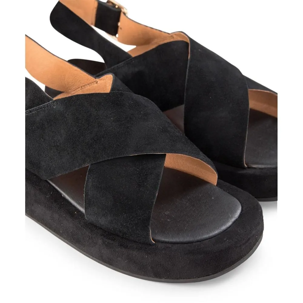 Astrid Suede Sandals - BLACK / BLACK