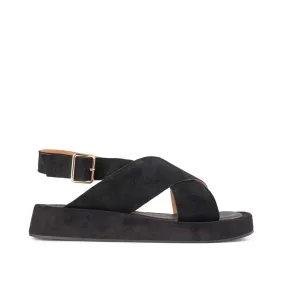 Astrid Suede Sandals - BLACK / BLACK