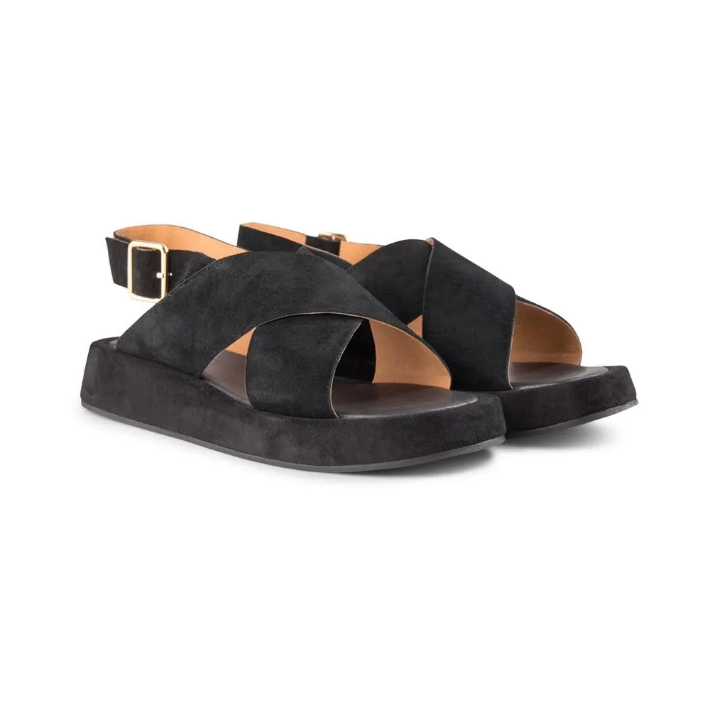 Astrid Suede Sandals - BLACK / BLACK