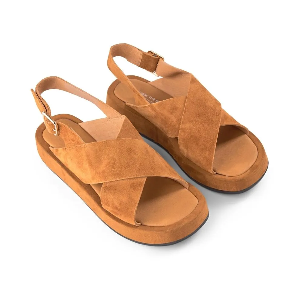 Astrid Suede Sandals - COGNAC