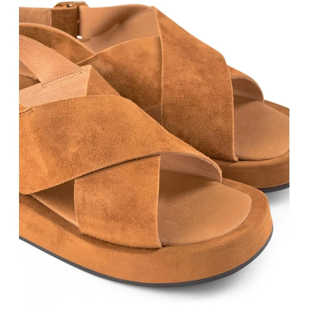 Astrid Suede Sandals - COGNAC