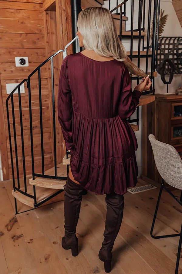 Autumn Brunch Babydoll Dress In Windsor Wine