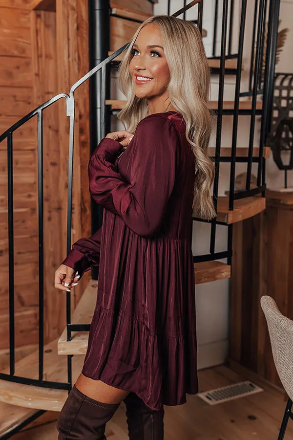 Autumn Brunch Babydoll Dress In Windsor Wine