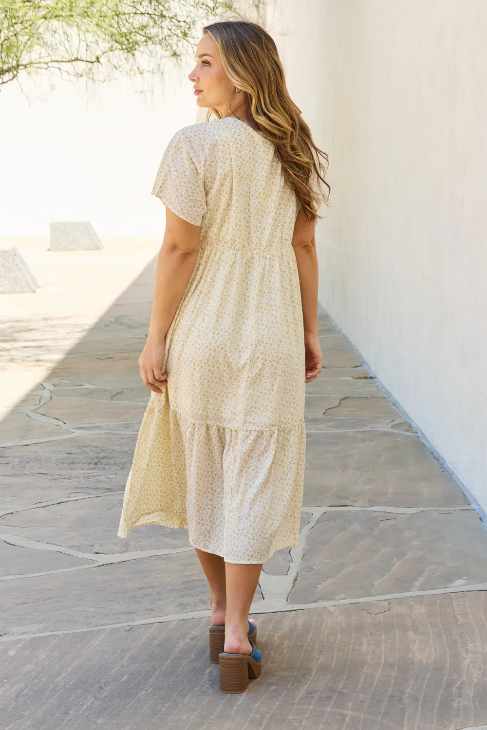 Babydoll Kimono Sleeve Midi Dress in Cream