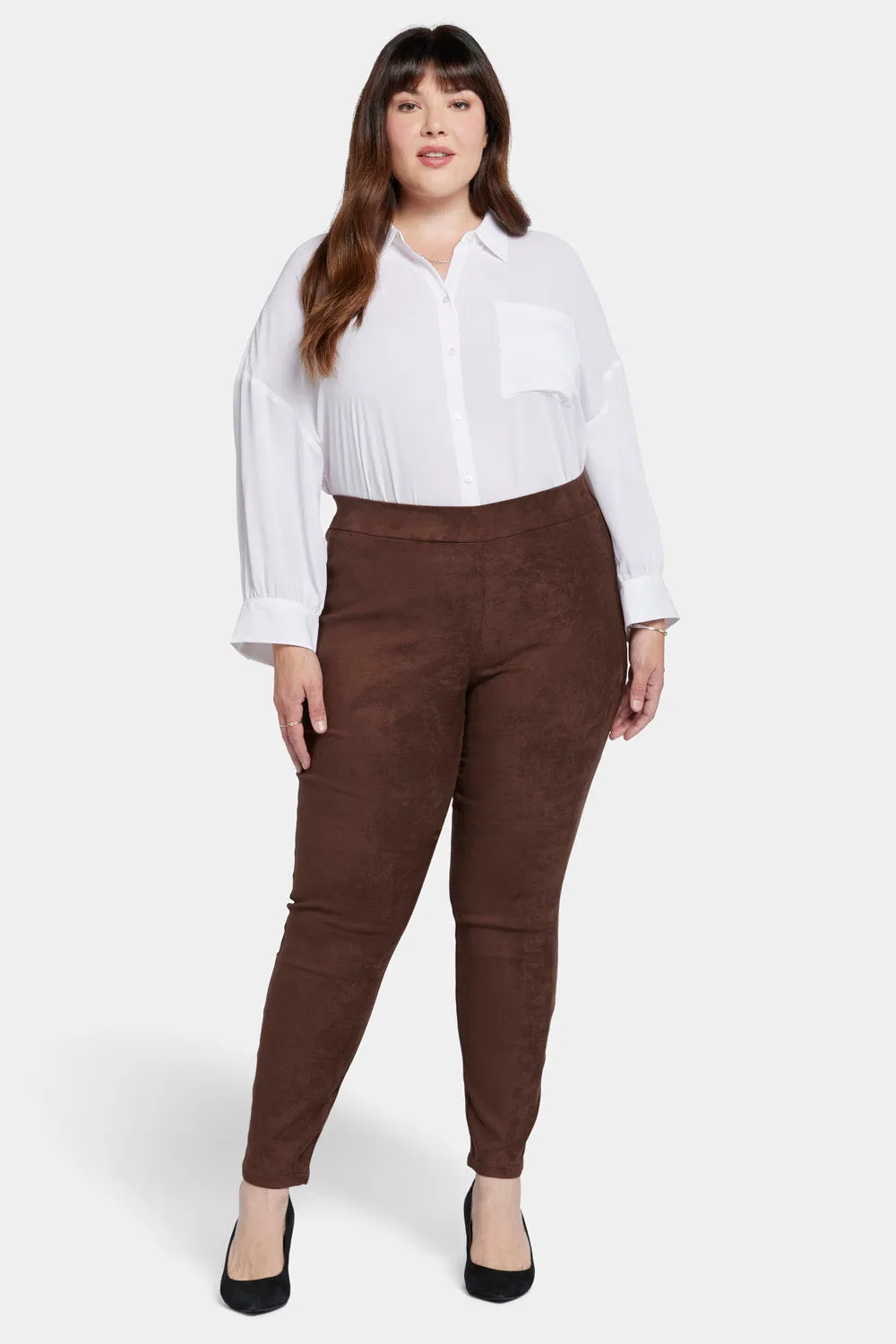 Basic Legging Pants In Plus Size - Dark Chocolate