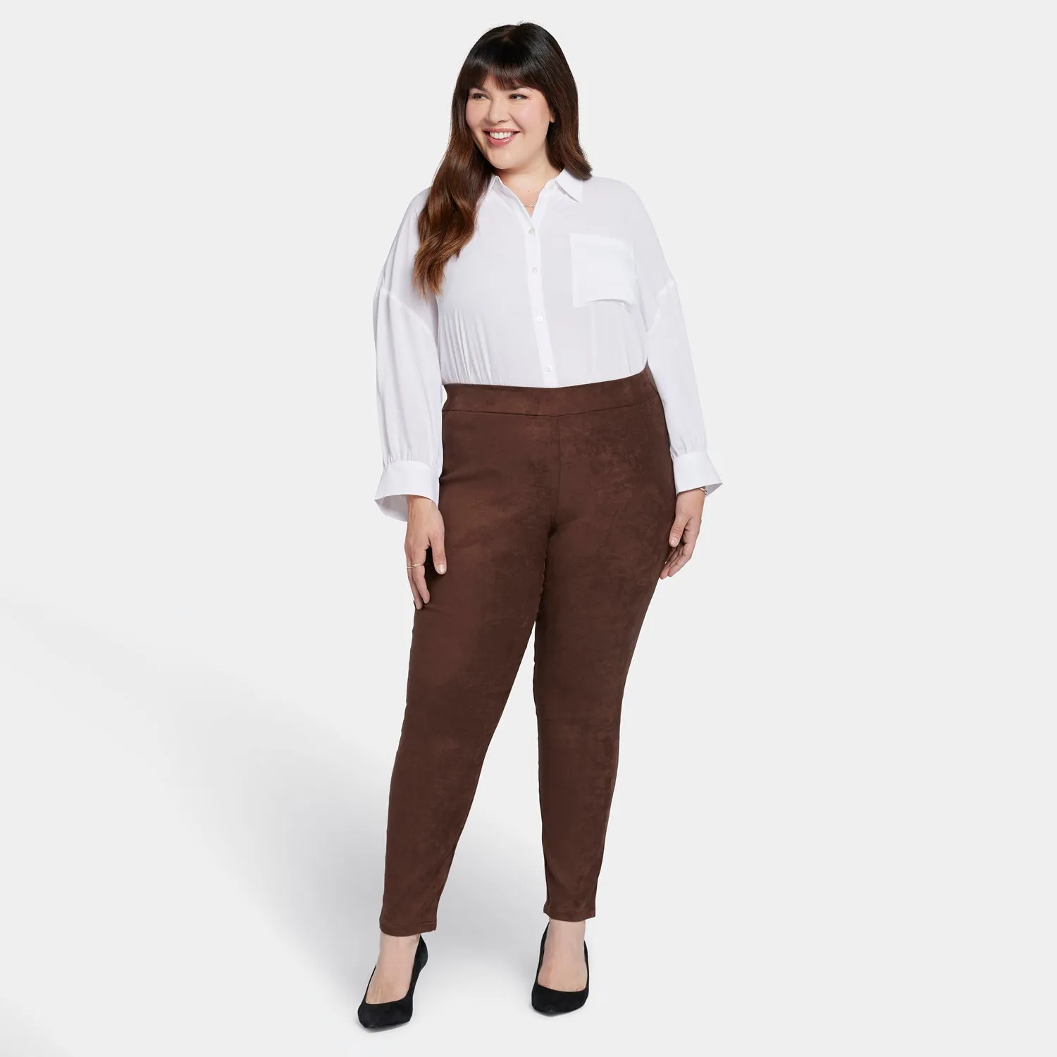 Basic Legging Pants In Plus Size - Dark Chocolate