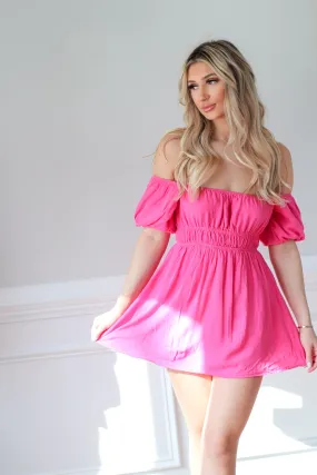 Bella Babydoll Mini Dress - Hot Pink