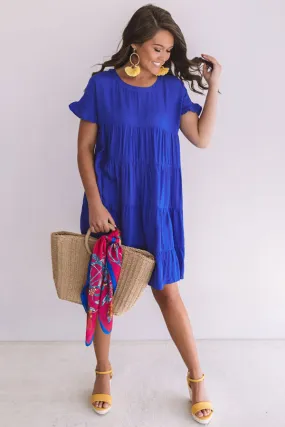 Beyond Basic Babydoll Dress in Royal Blue