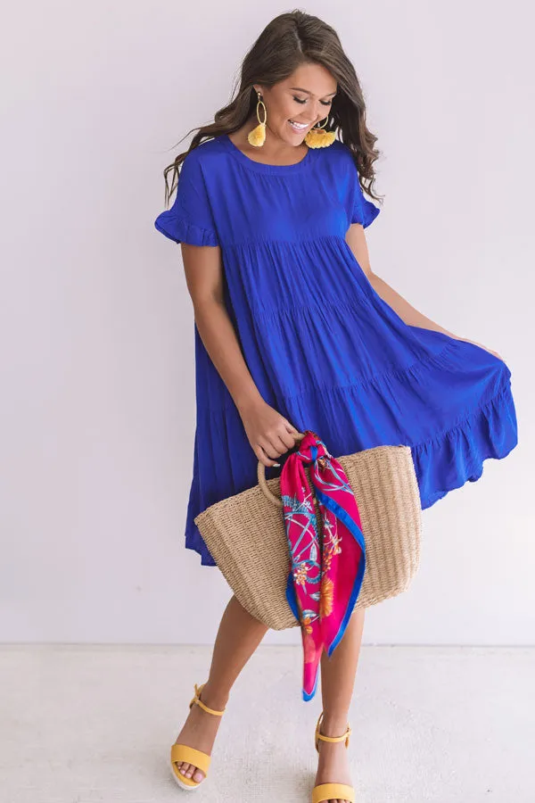 Beyond Basic Babydoll Dress in Royal Blue