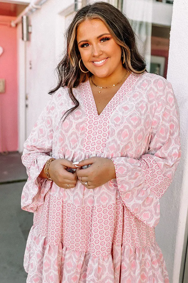 Beyond Chic Babydoll Dress In Blush Curves