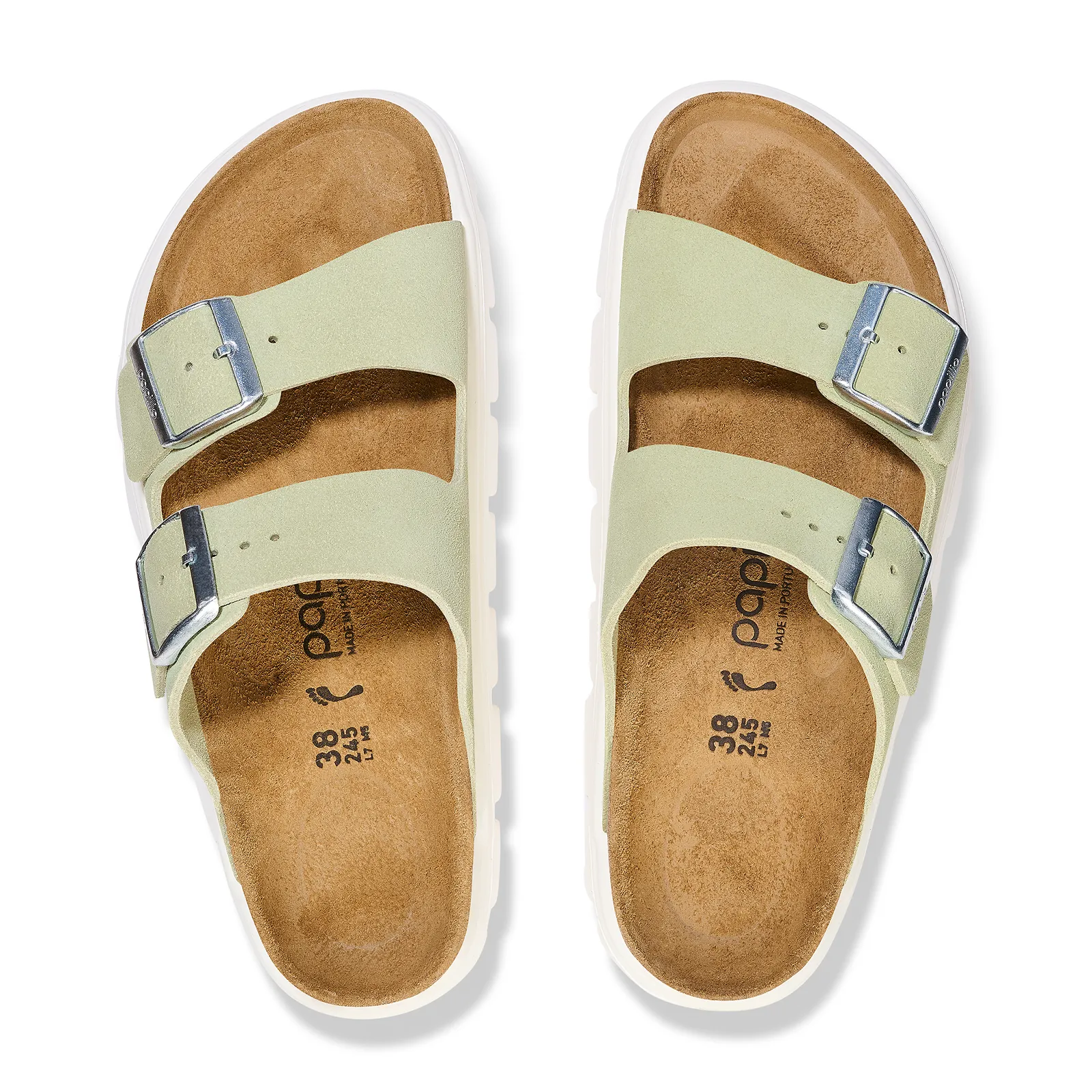 Birkenstock Arizona Chunky Slide Sandal (Women) - Faded Lime Suede