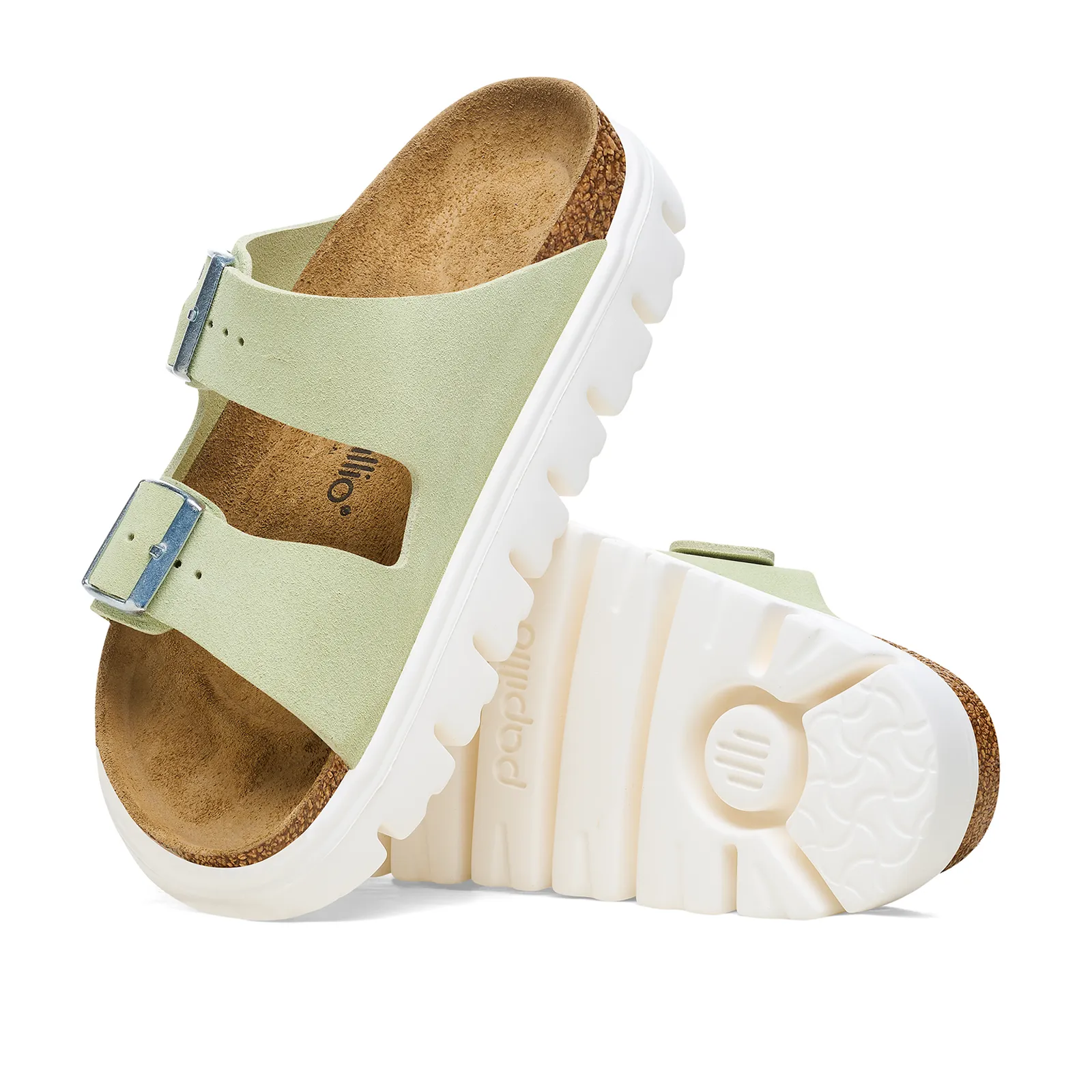 Birkenstock Arizona Chunky Slide Sandal (Women) - Faded Lime Suede