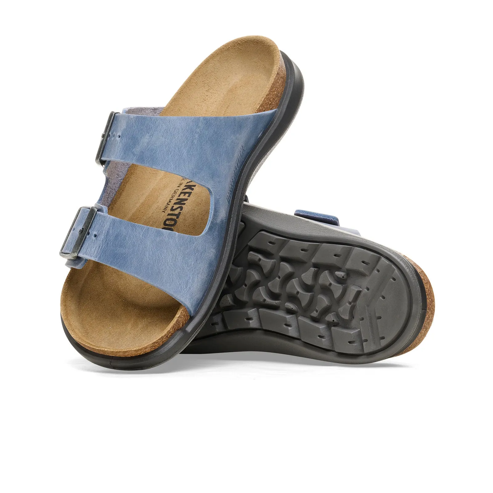 Birkenstock Arizona Rugged Slide Sandal (Men) - Elemental Blue Oiled Leather