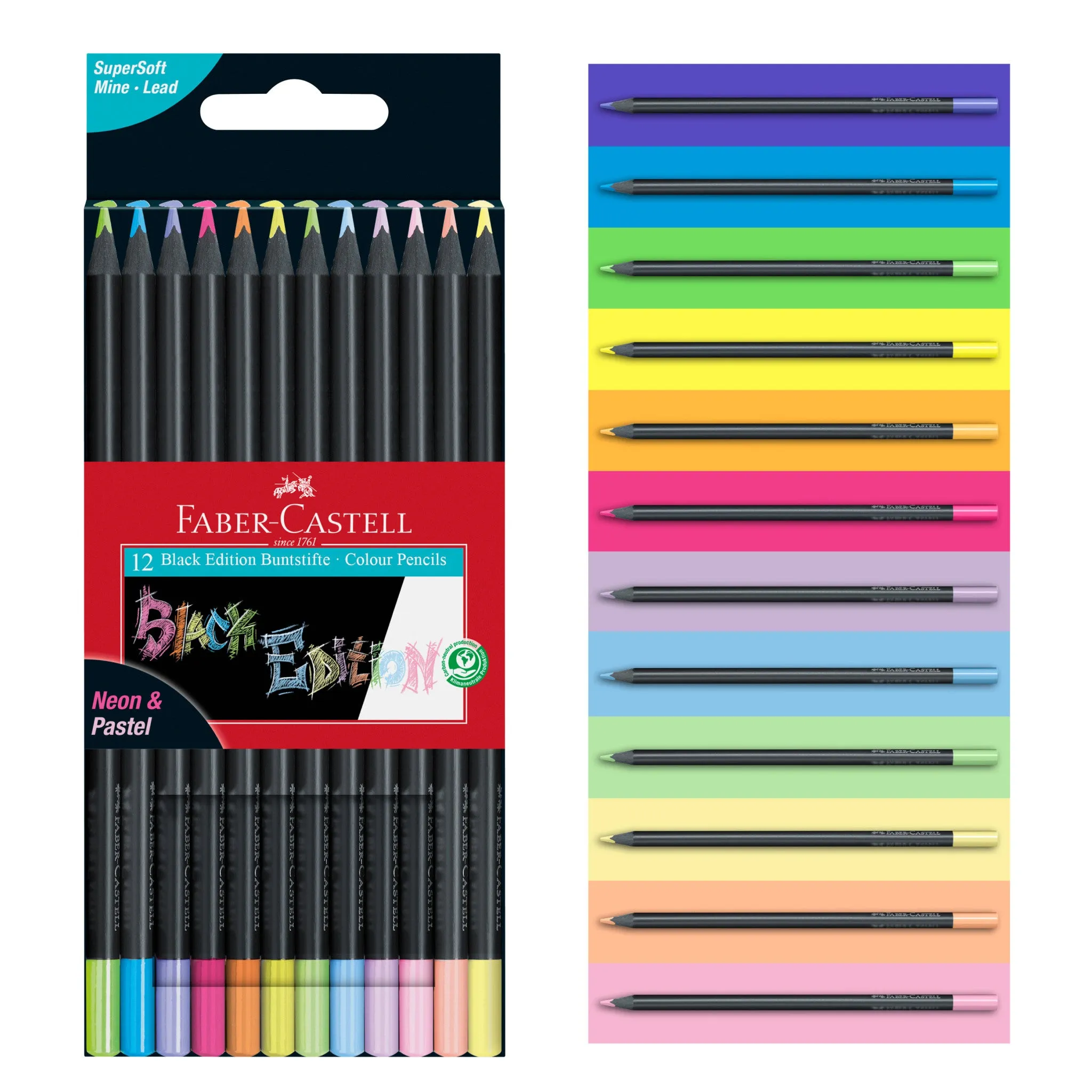 Black Edition Colored Pencils, Neon & Pastel - Box of 12 - #116410