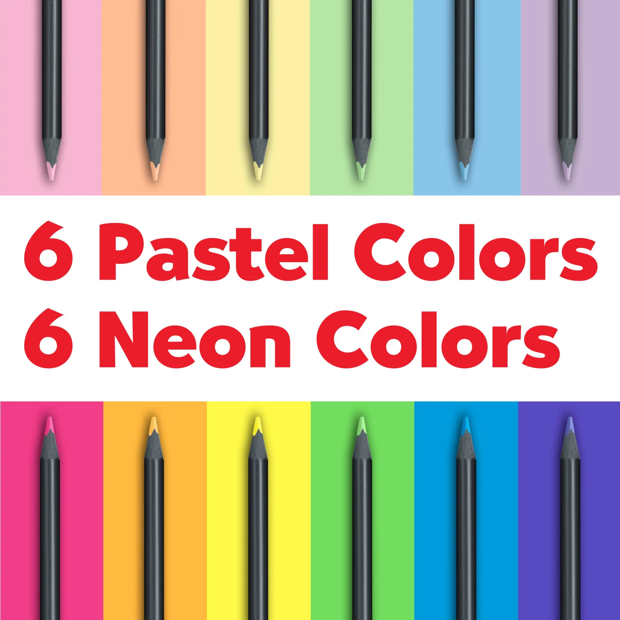 Black Edition Colored Pencils, Neon & Pastel - Box of 12 - #116410