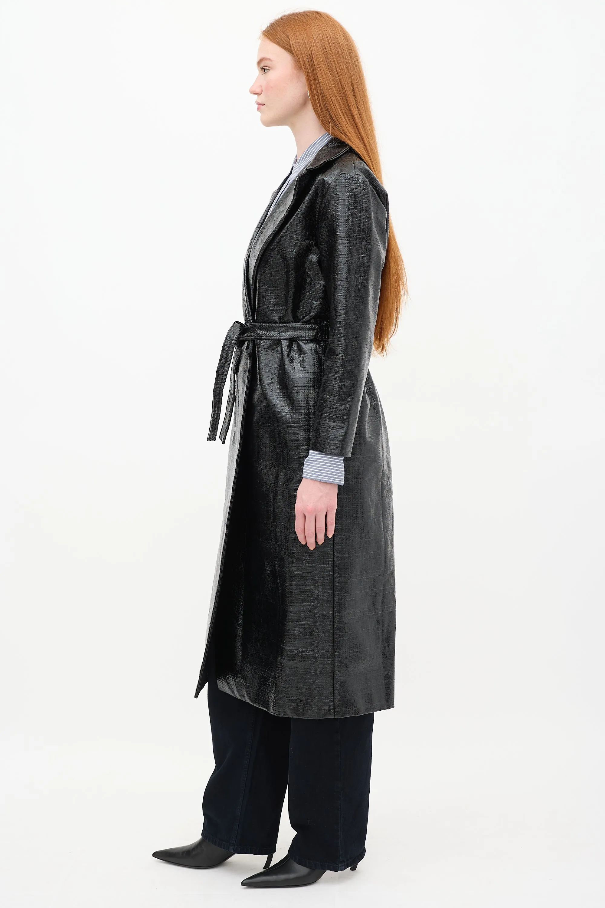 Black Mira Lacquered Trench Coat