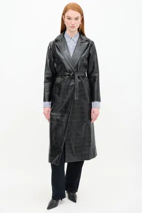 Black Mira Lacquered Trench Coat