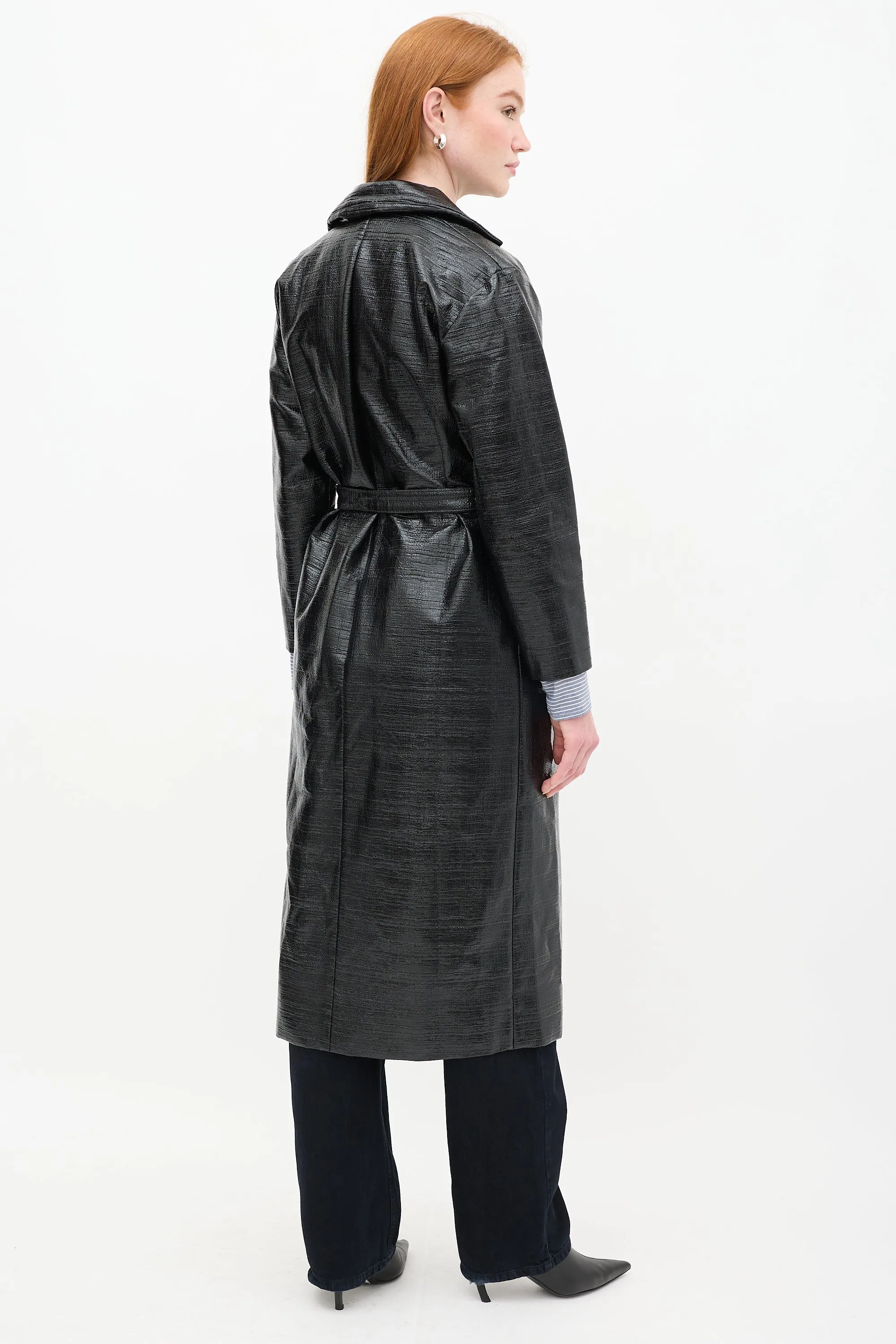 Black Mira Lacquered Trench Coat