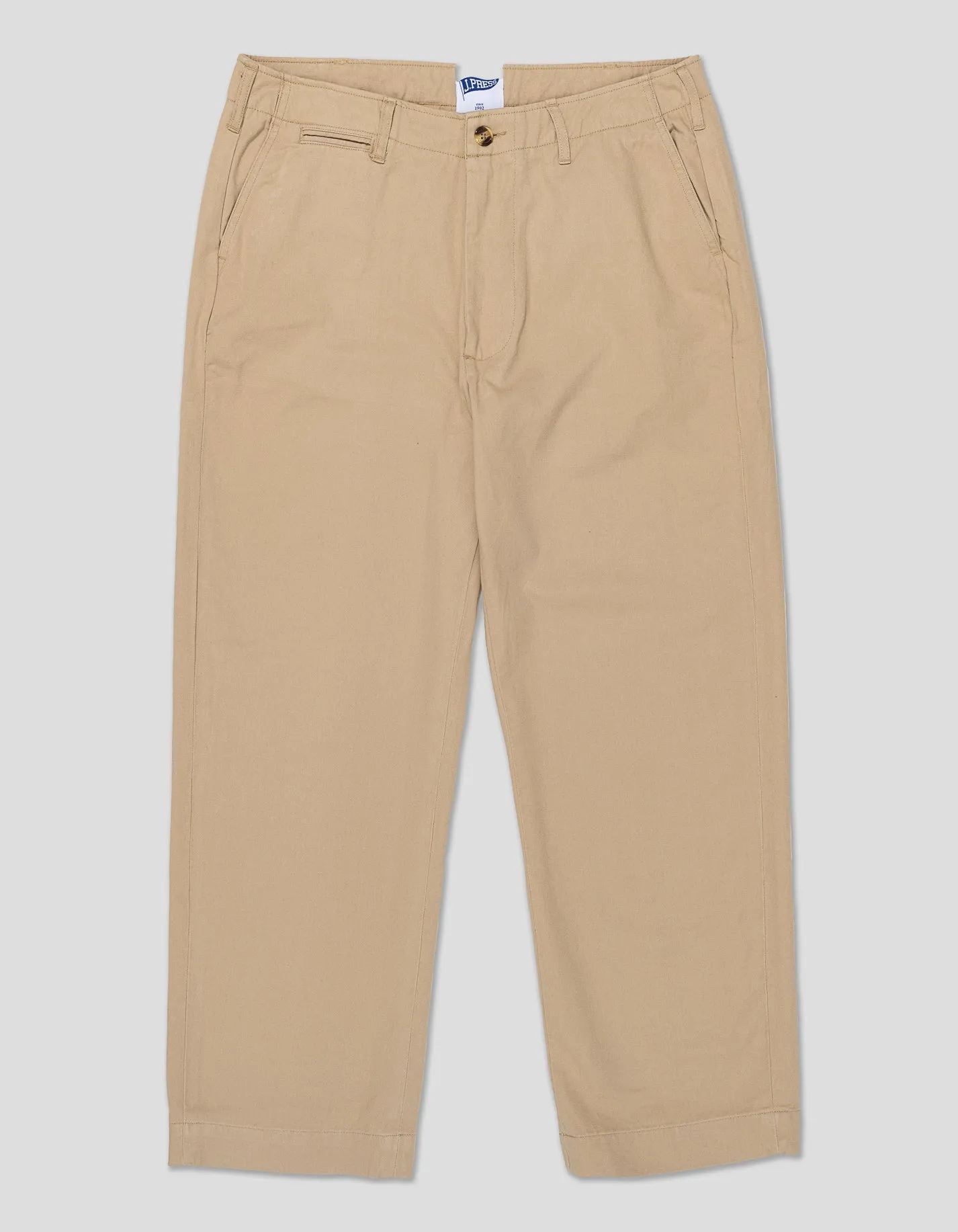 BOXY FIT COTTON CHINO PANTS - KHAKI