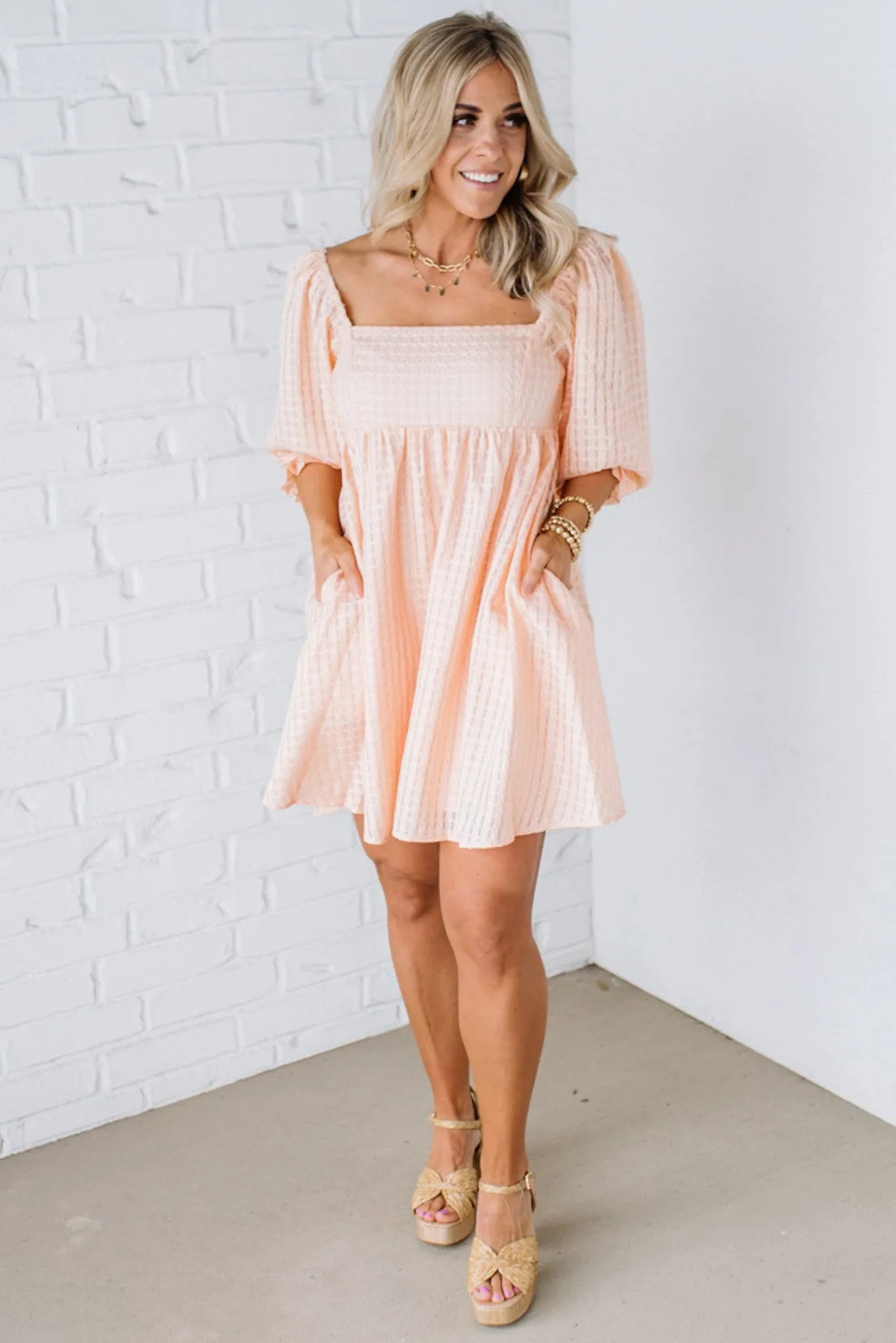 Brinley Textured Babydoll Dress