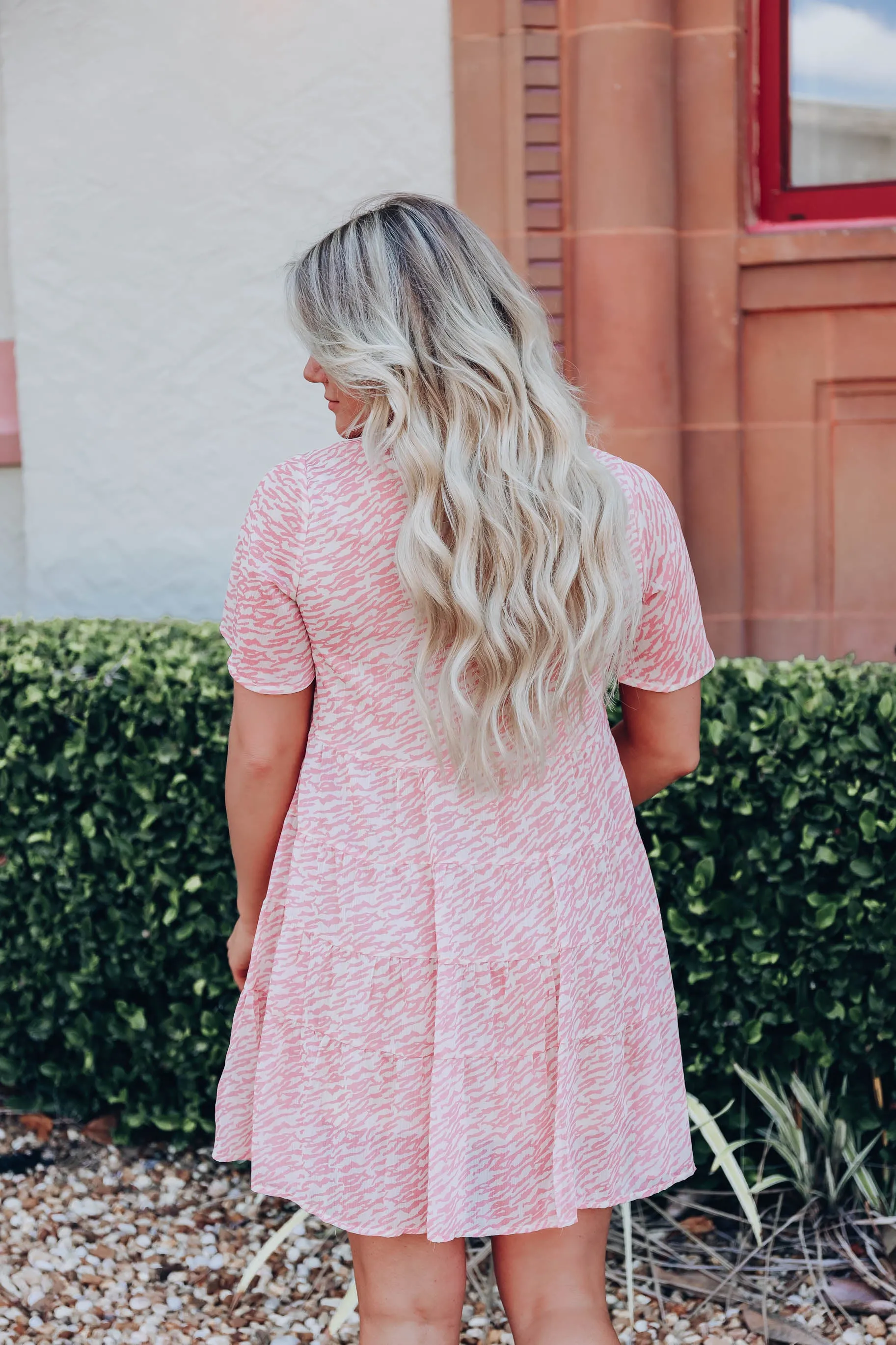 Carson Zebra Print Babydoll Dress - Pink