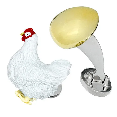 Chicken and the Egg Sterling Cufflinks