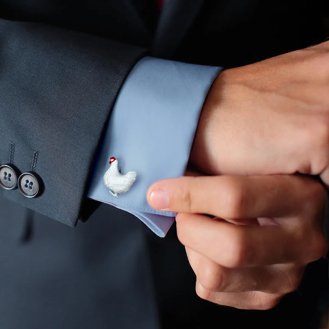 Chicken and the Egg Sterling Cufflinks