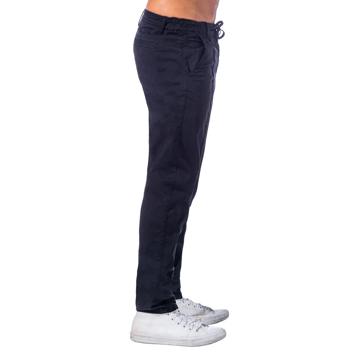 Chino Pants w/ Drawstring Waist - Black